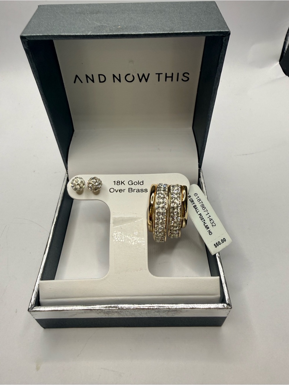 And Now This Gold Crystal Hoop & Stud Earring Set - Gold